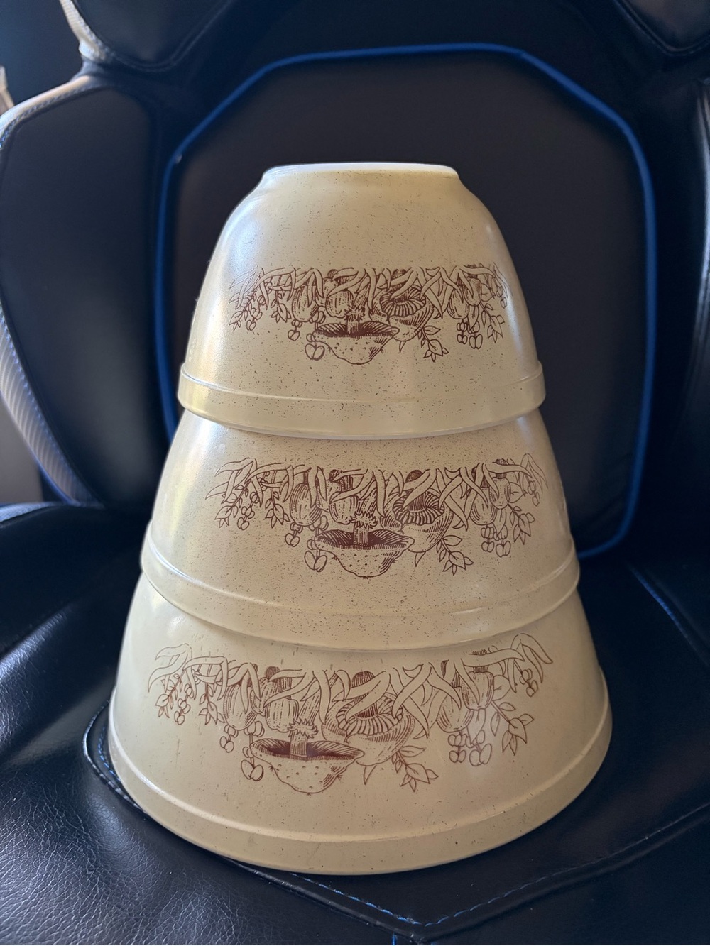 Vintage Pyrex Forest Fancies mixing bowls mushroom pattern Set of 3
